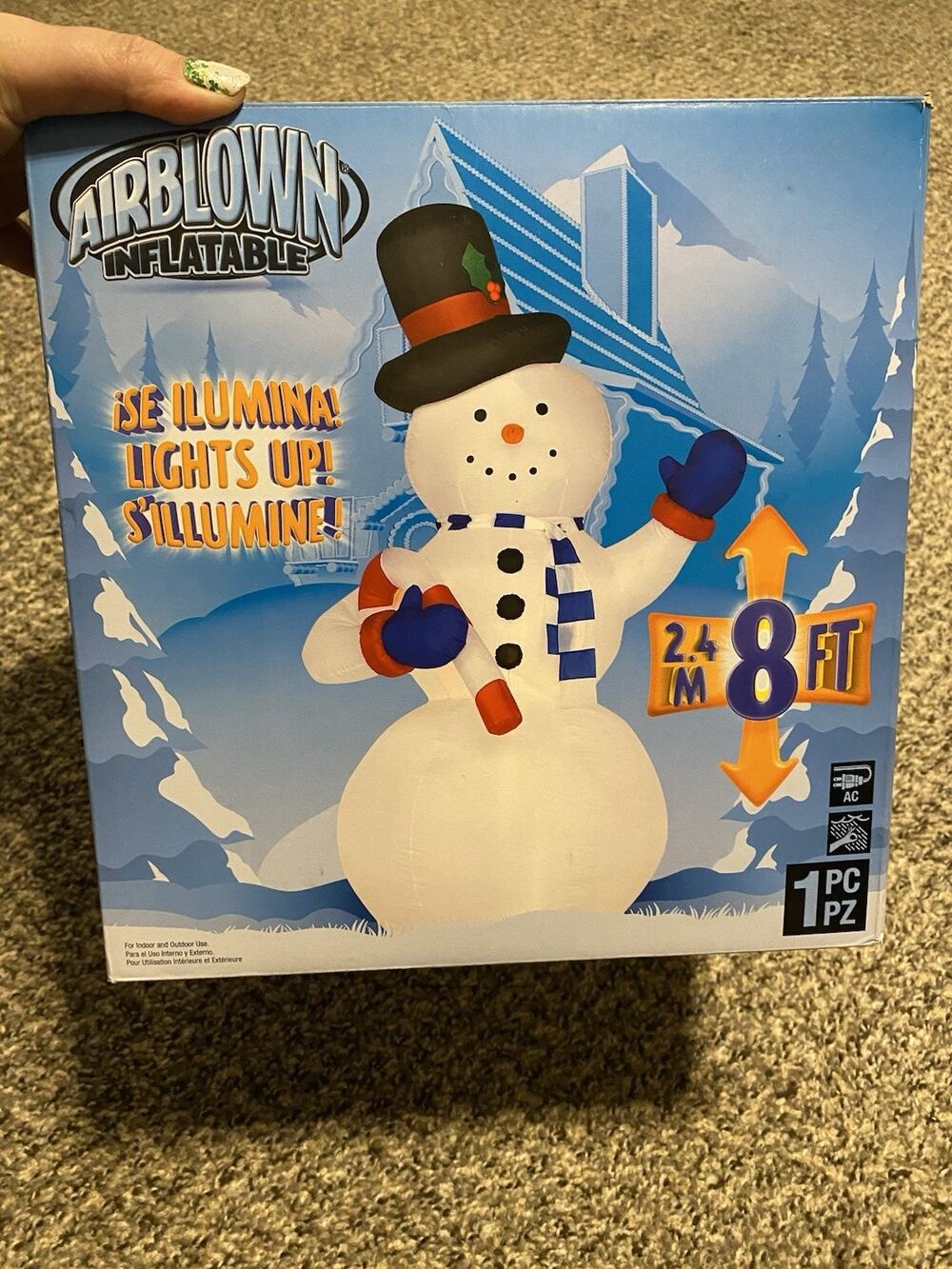 Gemmy Snowman Blow Up Airblown Inflatable 8 Feet Tall Holiday 8ft